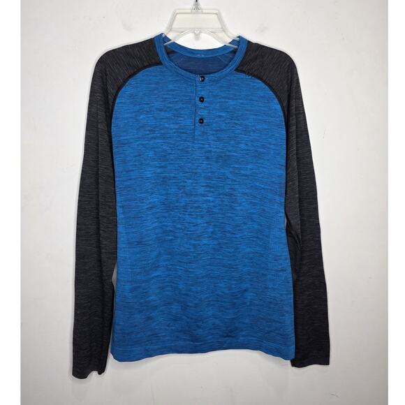 lululemon athletica Other - Lululemon blue black long sleeve 3 button henley shirt - medium